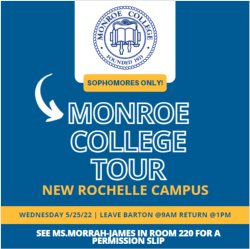 Monroe College Tour for Clara Barton HS Sophomores